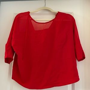 Red tie back top blouse